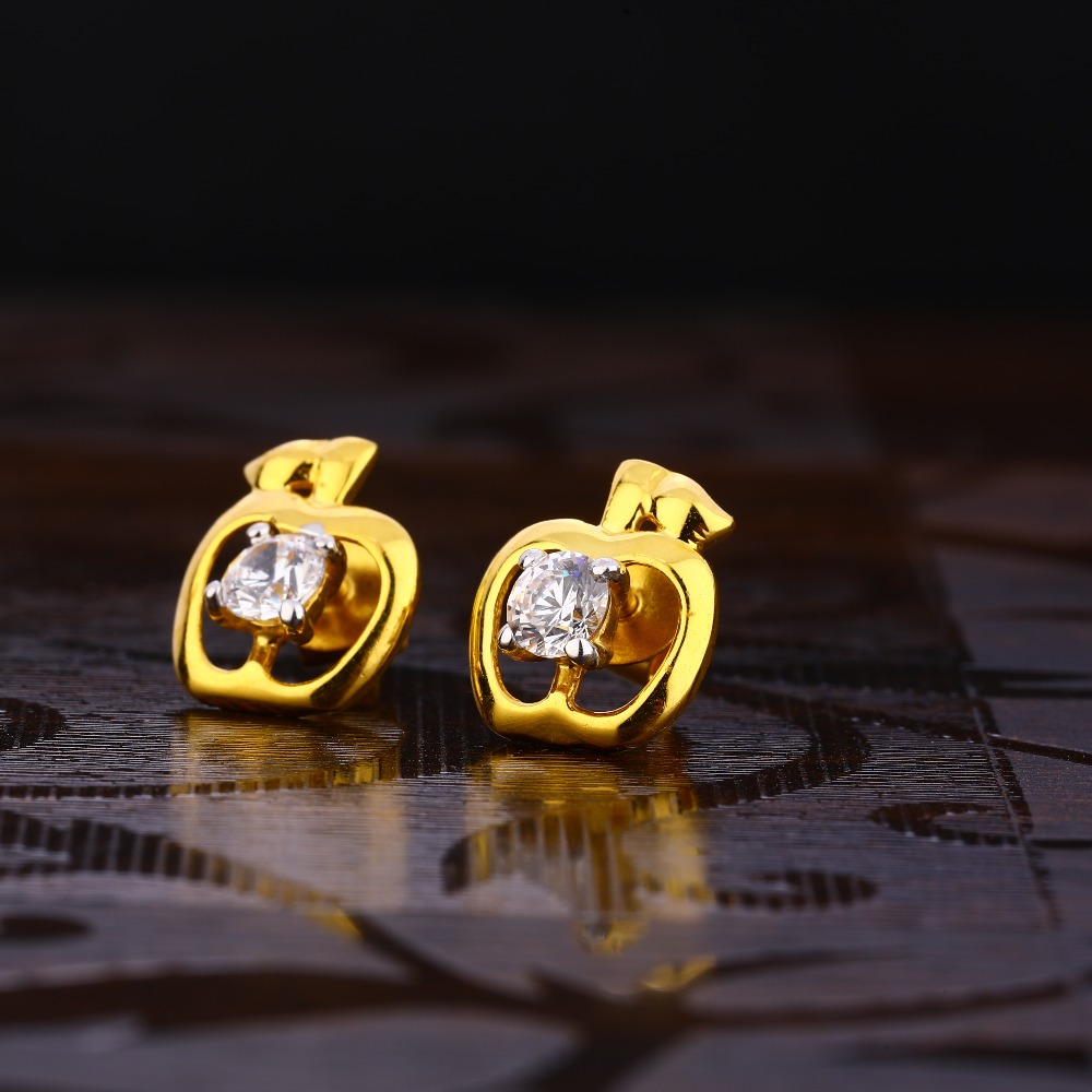 916 Gold Ladies Solitaire Earring LSE200