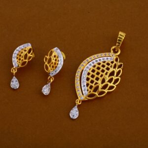 916 Gold CZ Classic Ladies Pendant Set FPS270