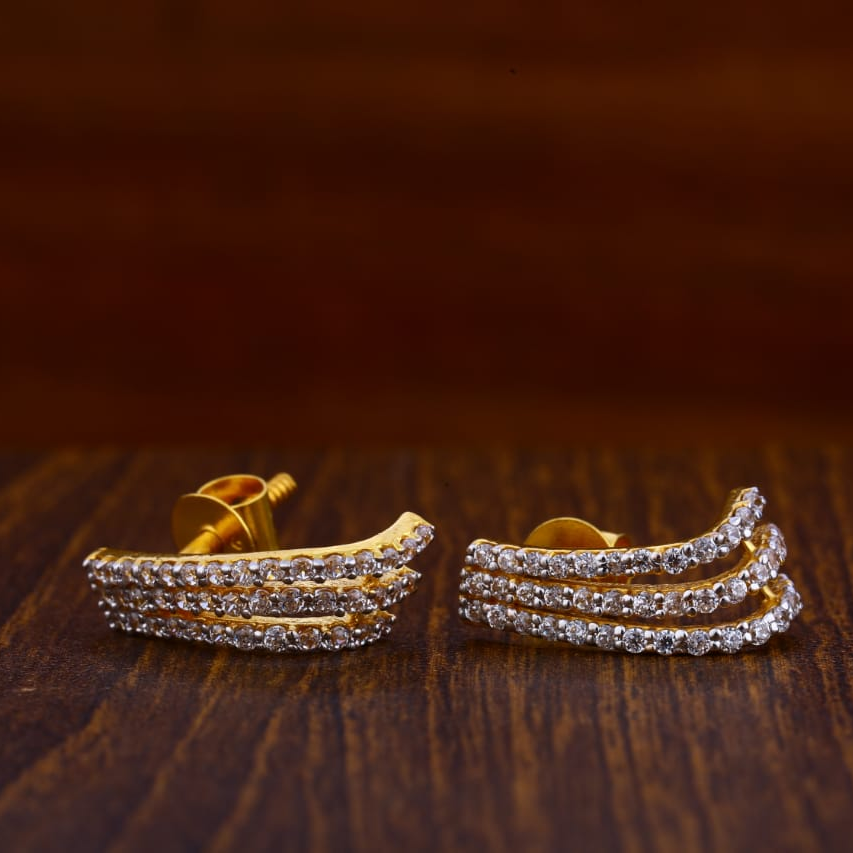 916 Gold CZ Hallmark Delicate Ladies Tops Earrings LTE36