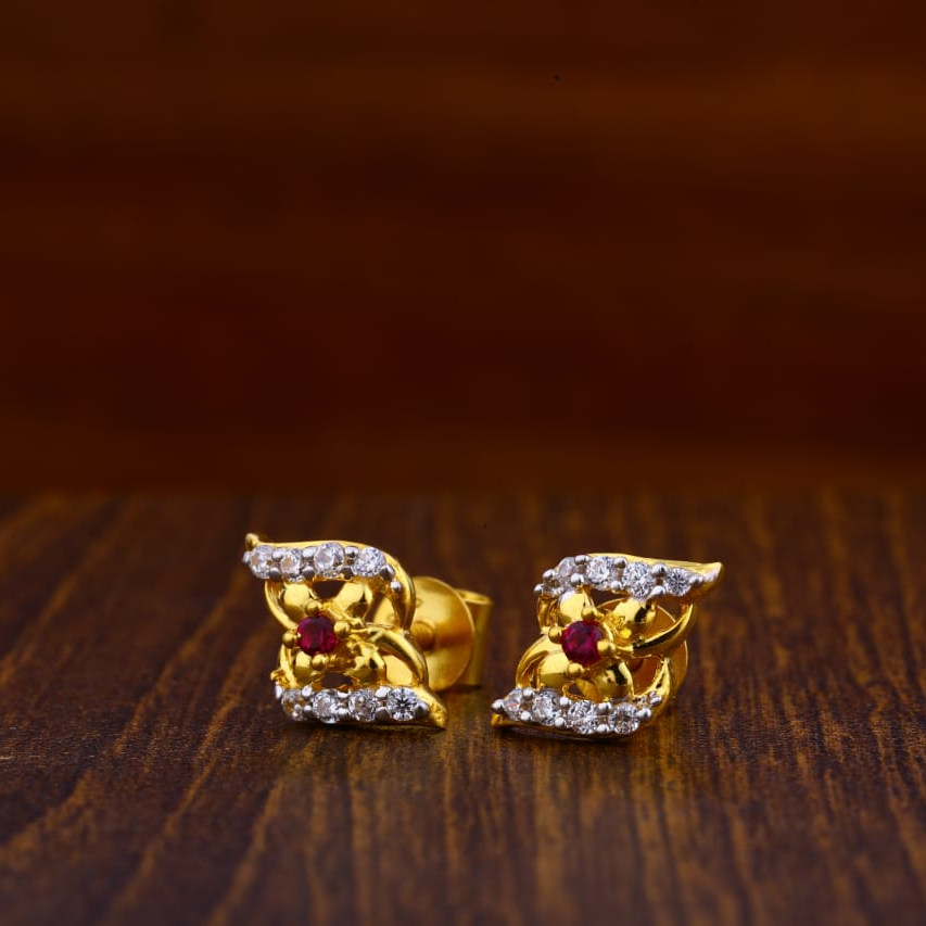 916 Gold CZ Hallmark Delicate Ladies Tops Earrings LTE37