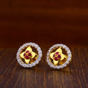 916 Gold CZ Fancy Ladies Tops Earrings LTE35