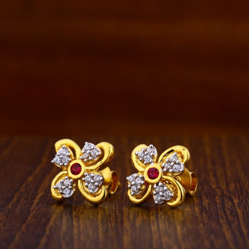 916 Gold CZ Ladies Tops Earrings LTE32