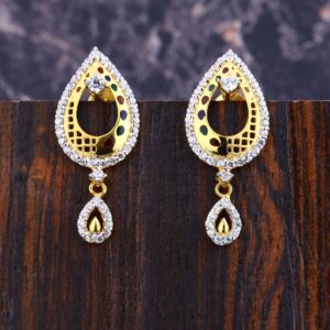 916 Gold CZ  Women's Fancy Hallmark Earring LFE377