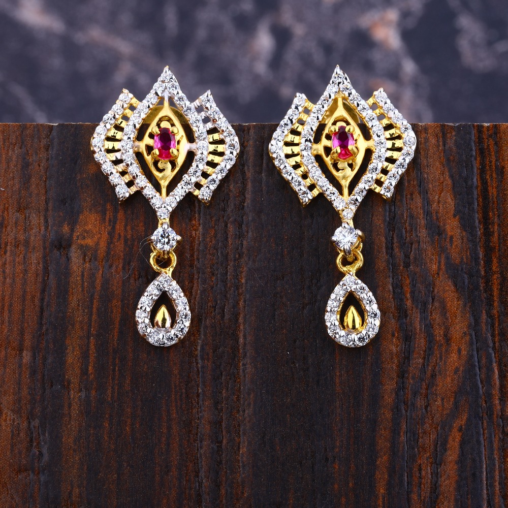 916 Gold CZ  Women's Classic Hallmark Earring LFE373