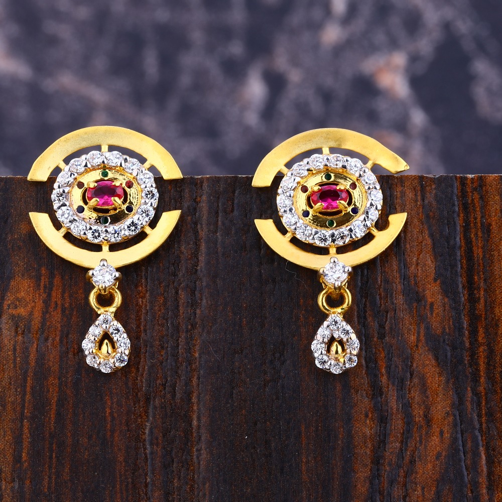 916 Gold CZ Classic Ladies Earring LFE365