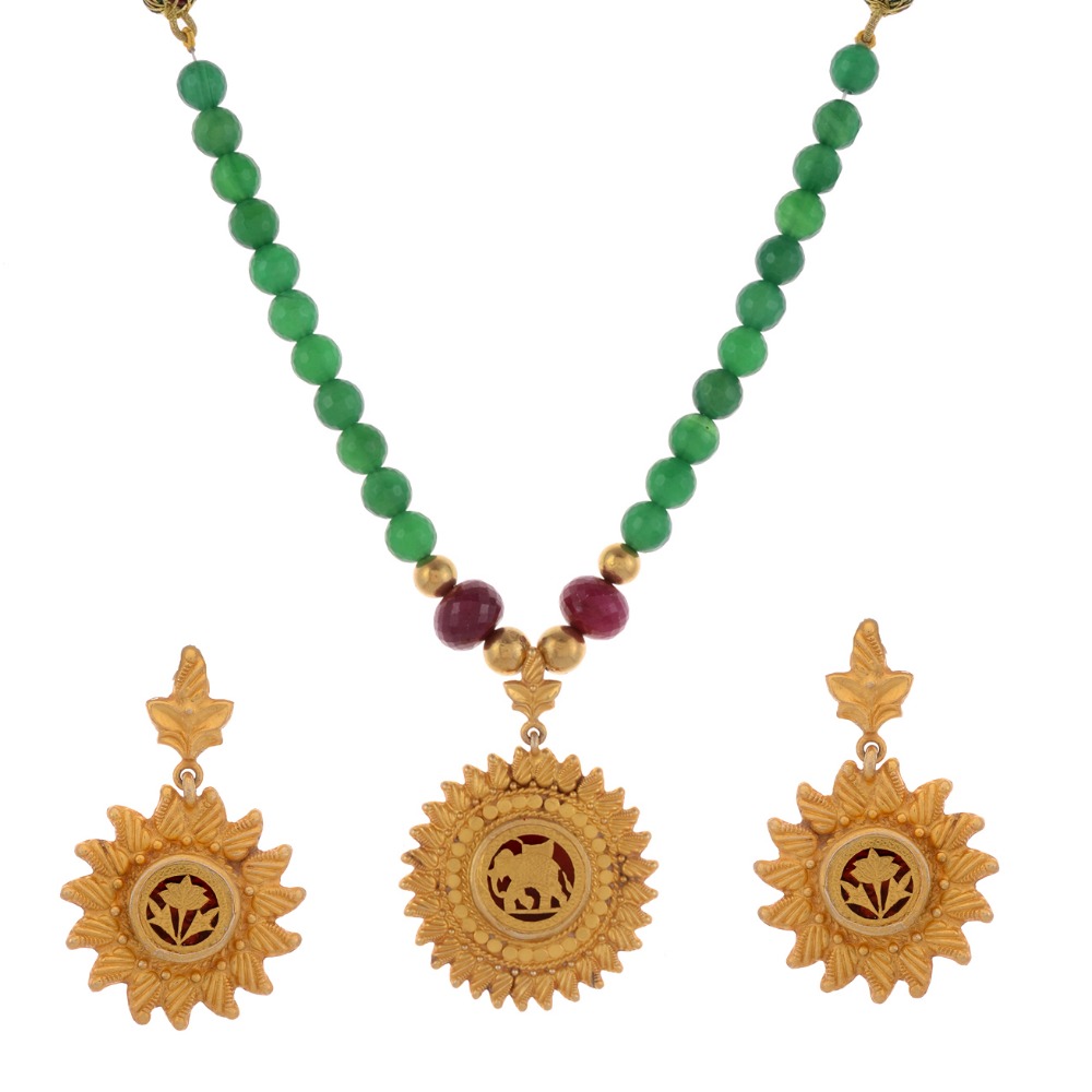 22KT Gold Sun Style Thewa Set