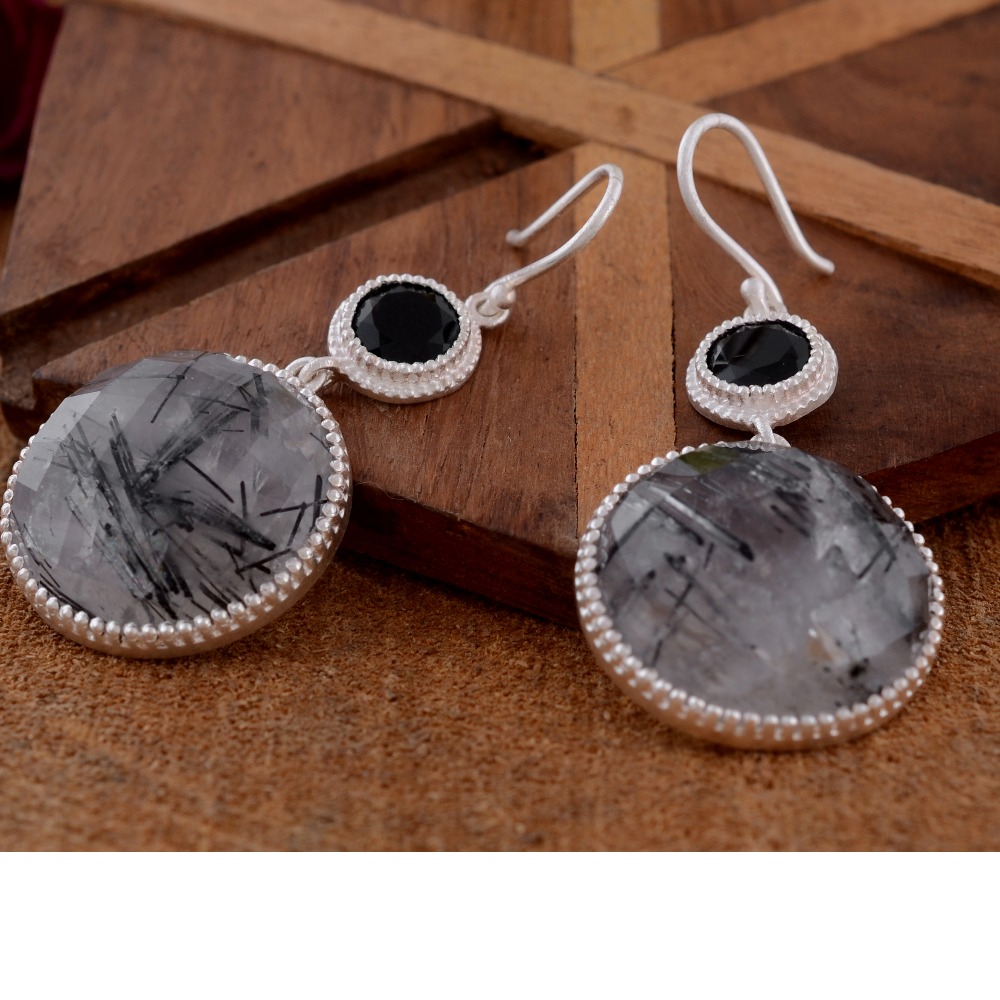 925 Silver Earrings Color Stone