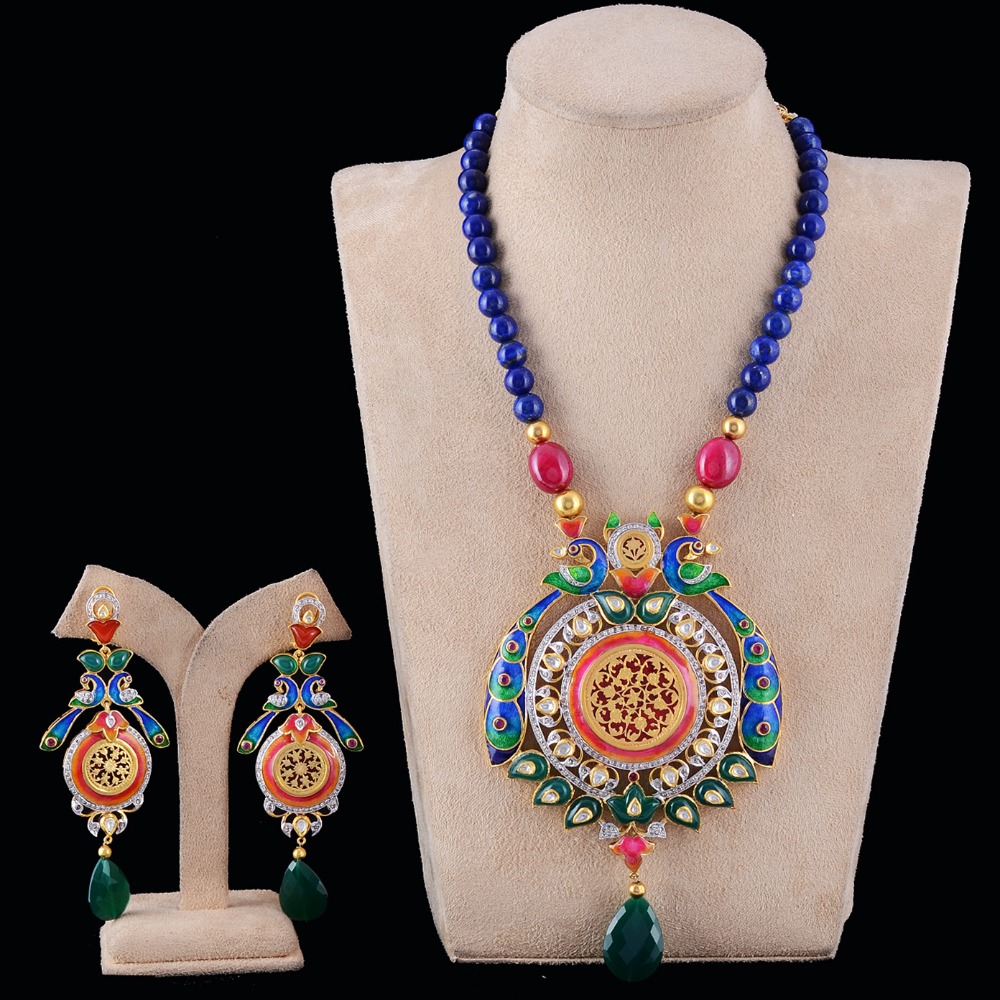 Traditional 925 Modern Jadau Sozo Set