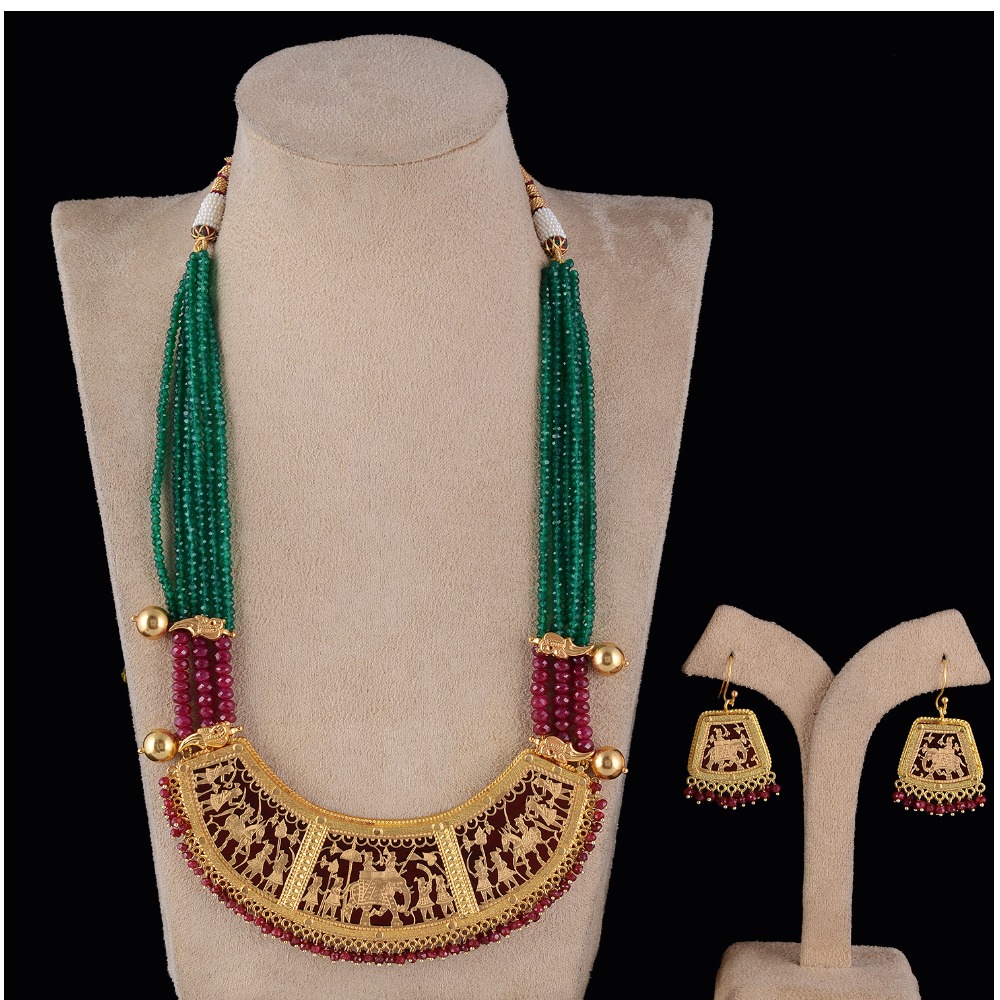 Thewa Traditional Nakshi Fashionable Bridal Necklace Set