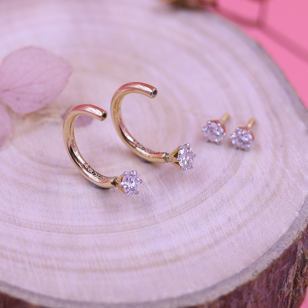 two diamond stud earring