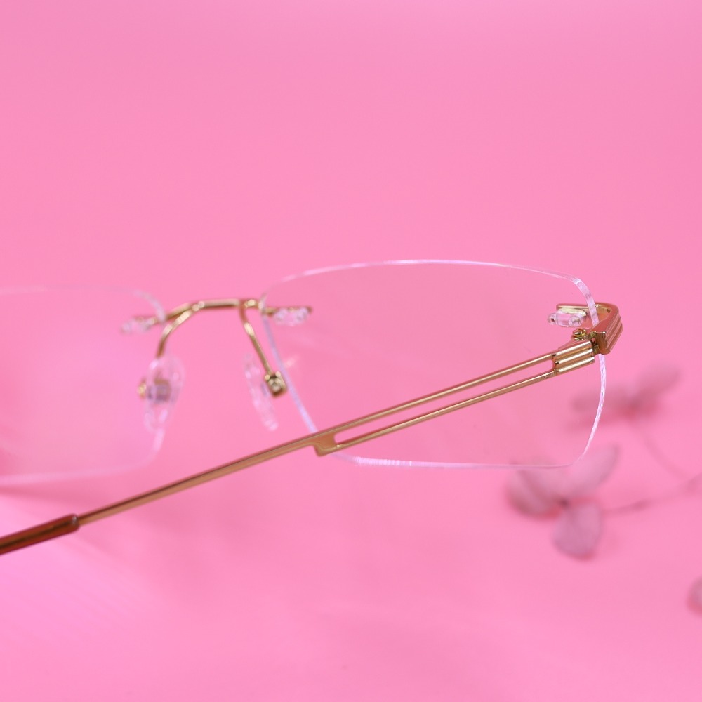 Rectangle Rimless unisex Eyeglasses