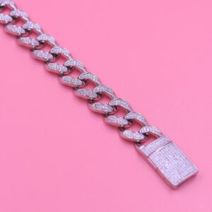 925 sterling silver cuban diamond bracelet men