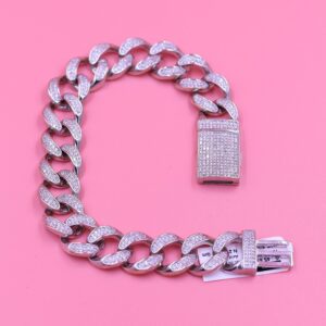 925 sterling silver cuban diamond bracelet men