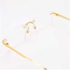 Gold 18kt rimless rectangle eyeglasses