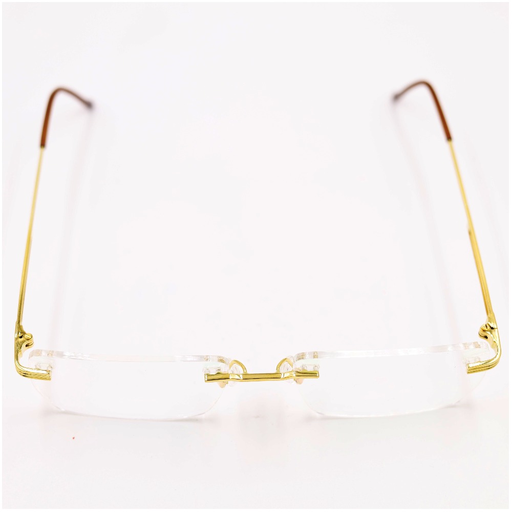 Gold 18kt rimless rectangle eyeglasses