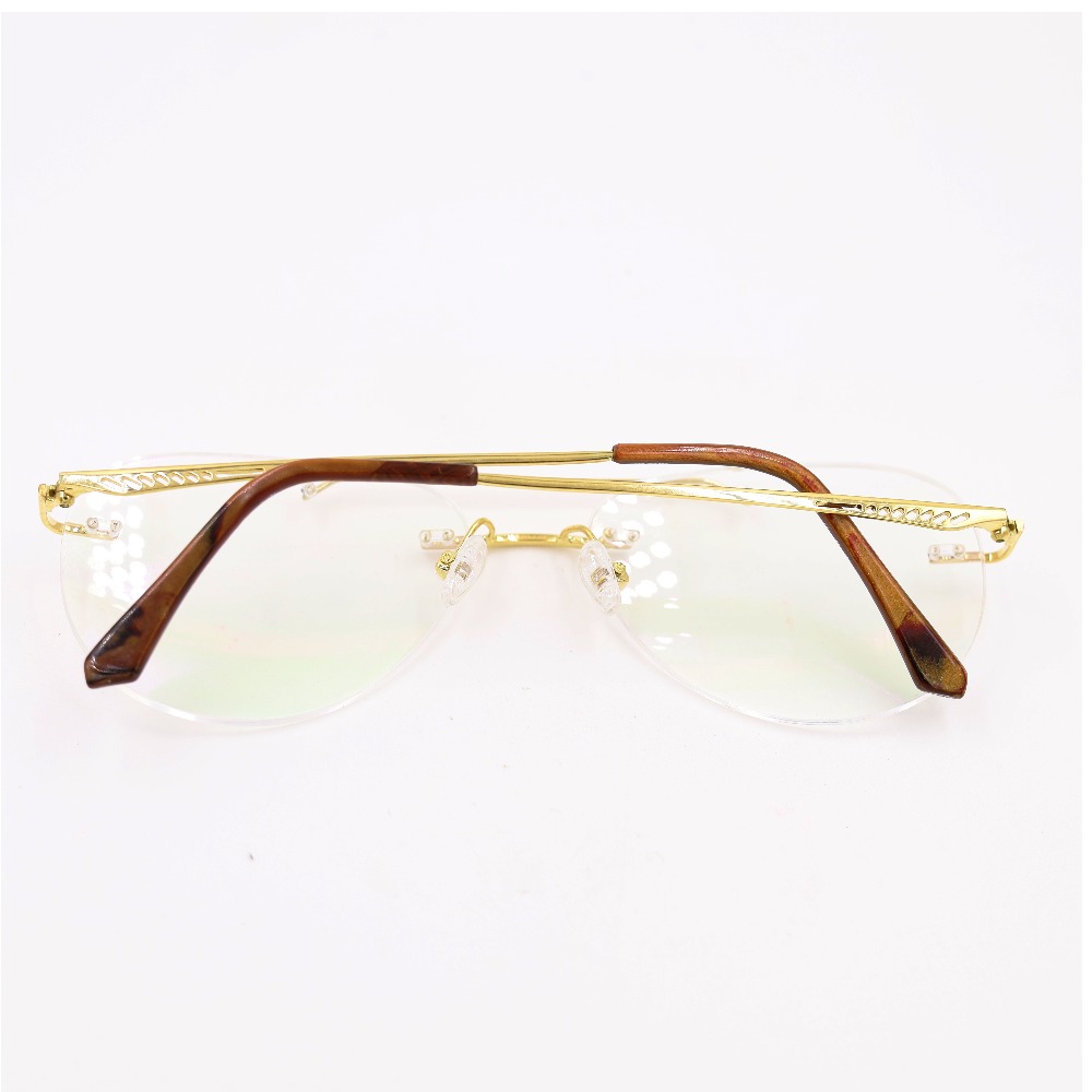 Gold 18kt rimless aviator eyeglasses