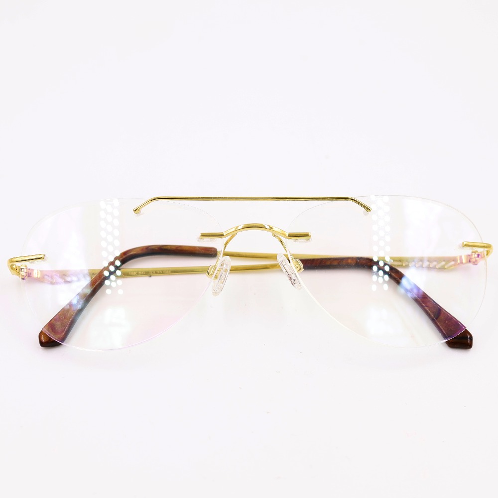 Gold 18kt rimless aviator eyeglasses