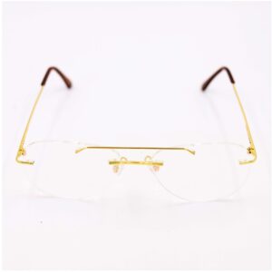 Gold 18kt rimless aviator eyeglasses