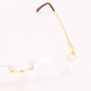 Gold 18kt rectangle rimless eyeglasses