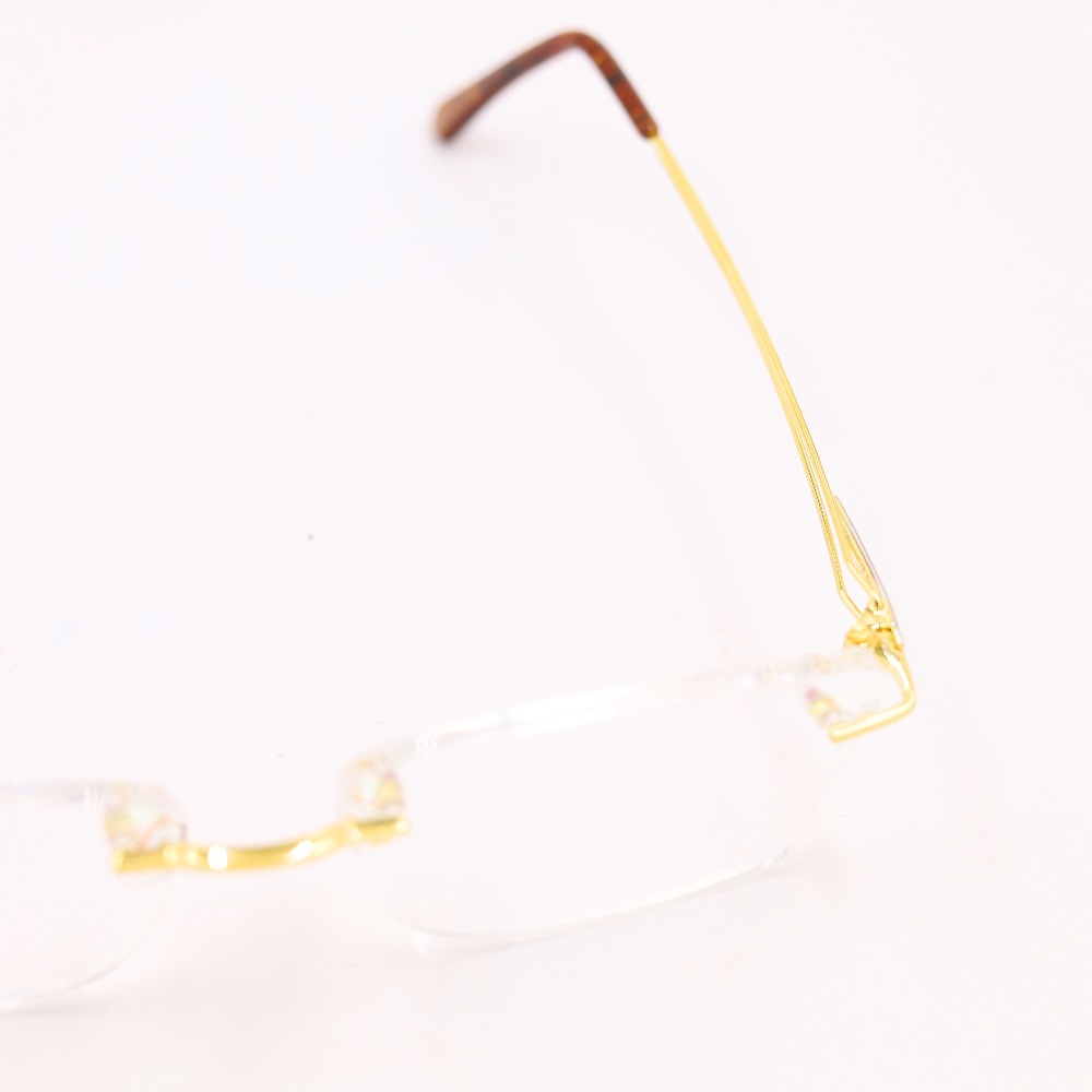 Gold 18kt rectangle rimless eyeglasses