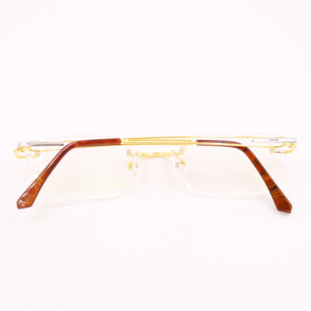 Gold 18kt rectangle rimless eyeglasses