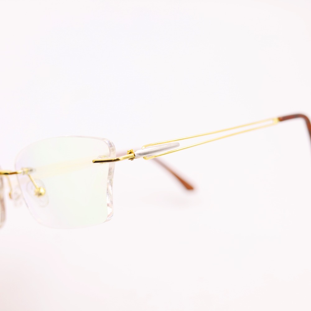 Gold 18kt rectangle rimless eyeglasses