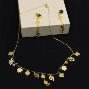 22kt fancy leaf chain with earrings
