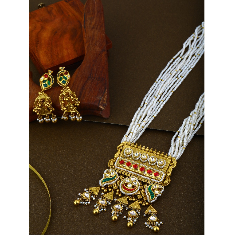 916 Gold Beautiful Prettiest Long Necklace Set