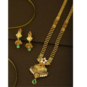 916 CZ gold Hallmark Splendid Long Necklace Set