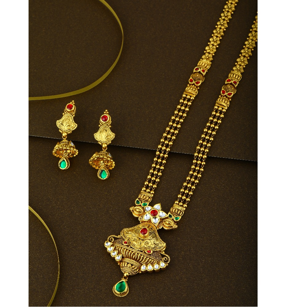 916 CZ gold Hallmark Splendid Long Necklace Set