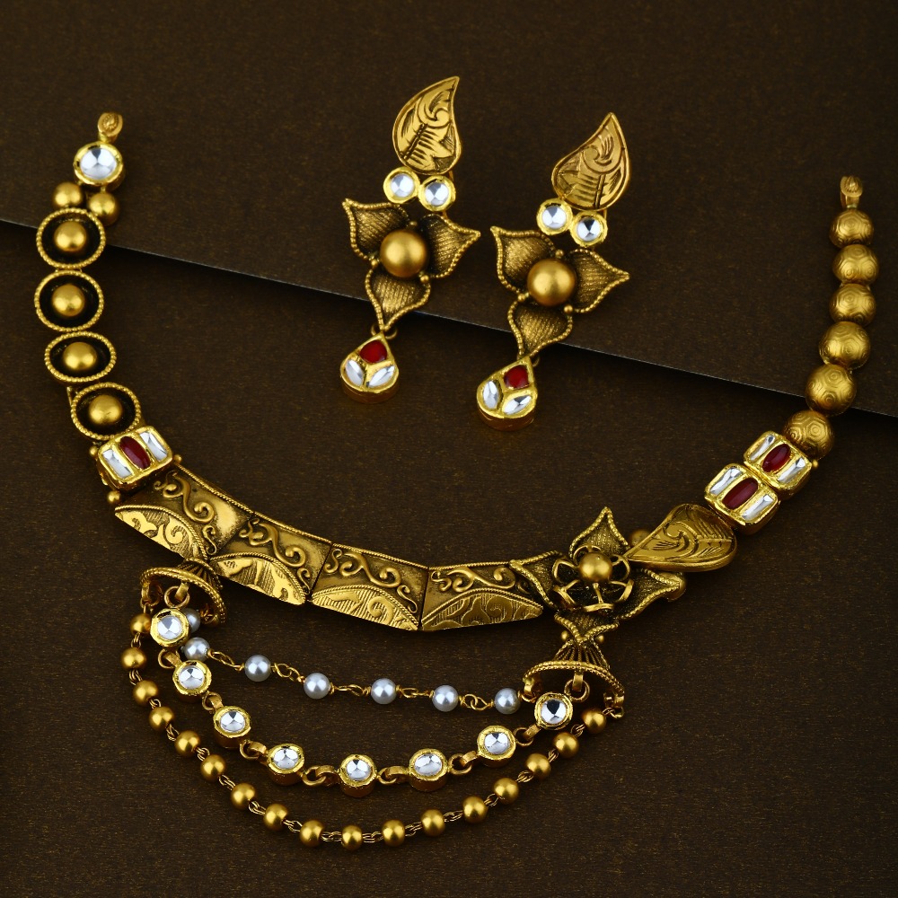 916 Gold Hallmark 3 layer Necklace Set
