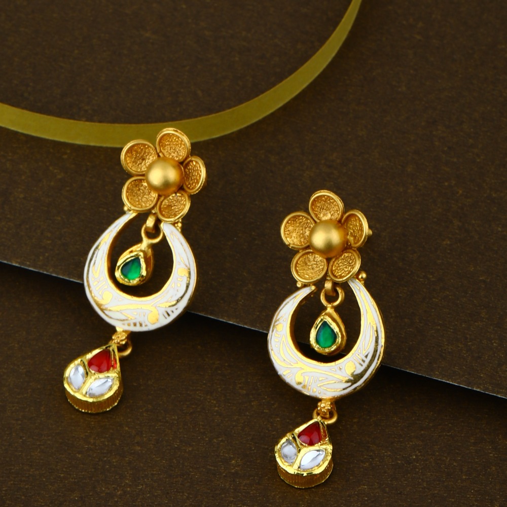 22KT Gold Hallmark Jadtar Necklace Set - Image 2
