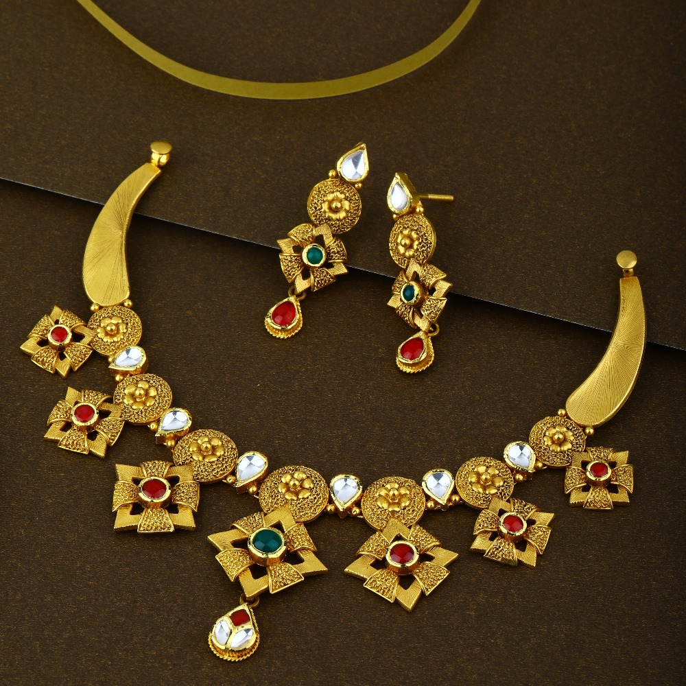 916 Gold Antique Trendy Necklace Set