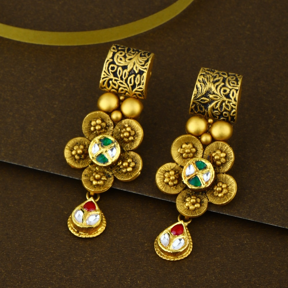 916 Gold Kundan Necklace Set - Image 2