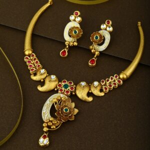 916 CZ Gold Hallmark lightweight Bridal Necklace Set