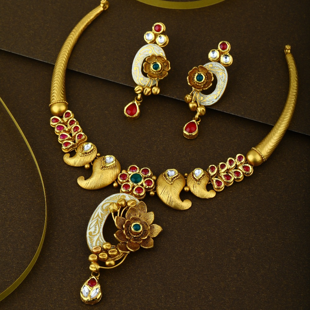 916 CZ Gold Hallmark lightweight Bridal Necklace Set