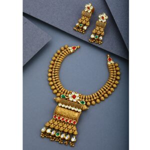 916 Gold Antique Kundan Necklce Set