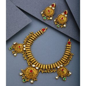 916 Gold Antique Bridal Necklace Set