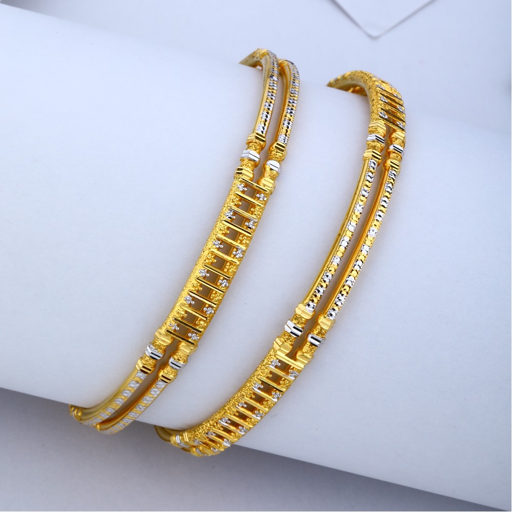 916 Gold Double Pipe Copper Kadli Bangle