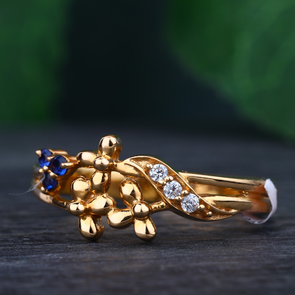 916 Gold Hallmark Colorful Stone Design Ring