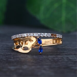 916 Gold Hallmark Blue Stone Design Ring