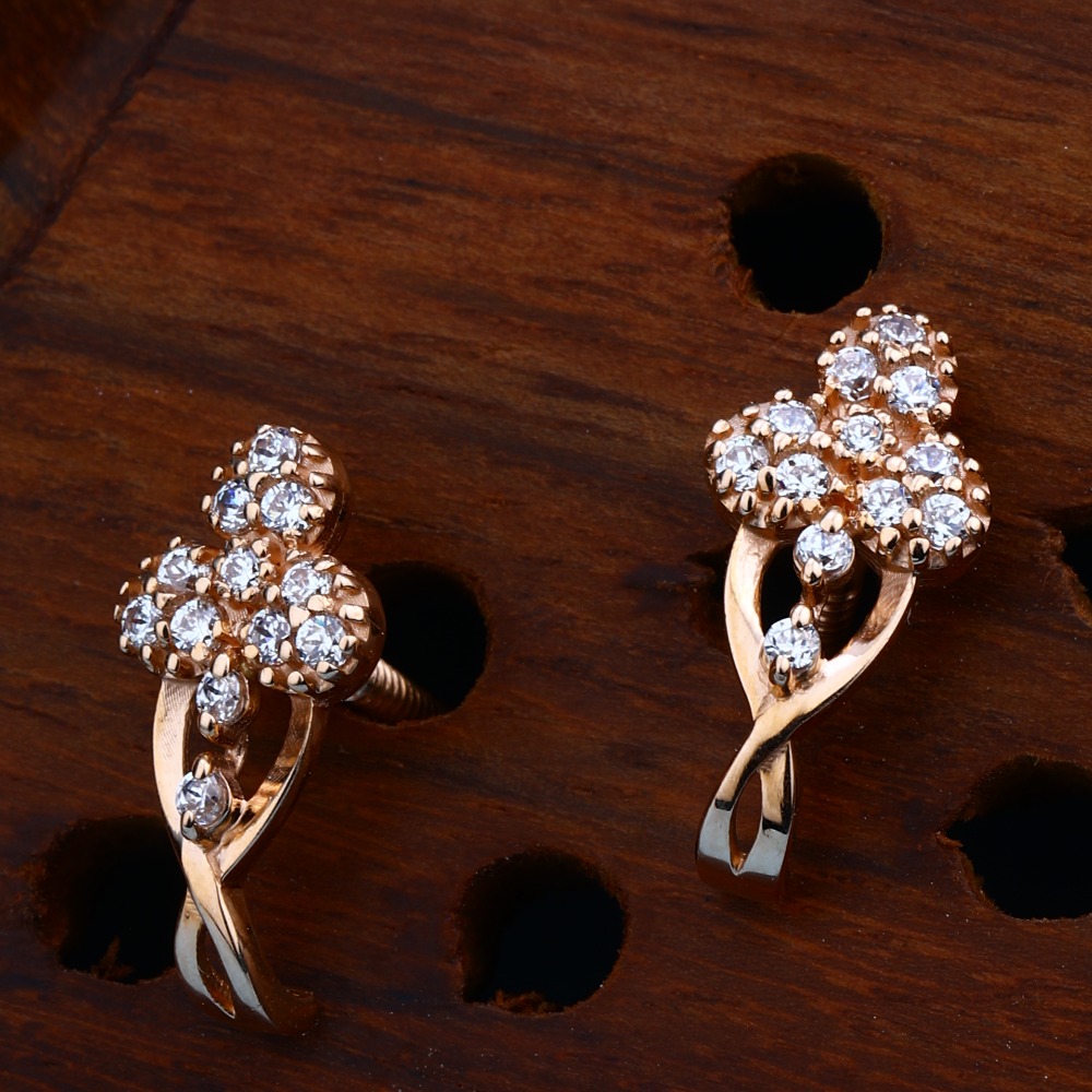 18kt CZ Rose Gold Stylish Earring For Women