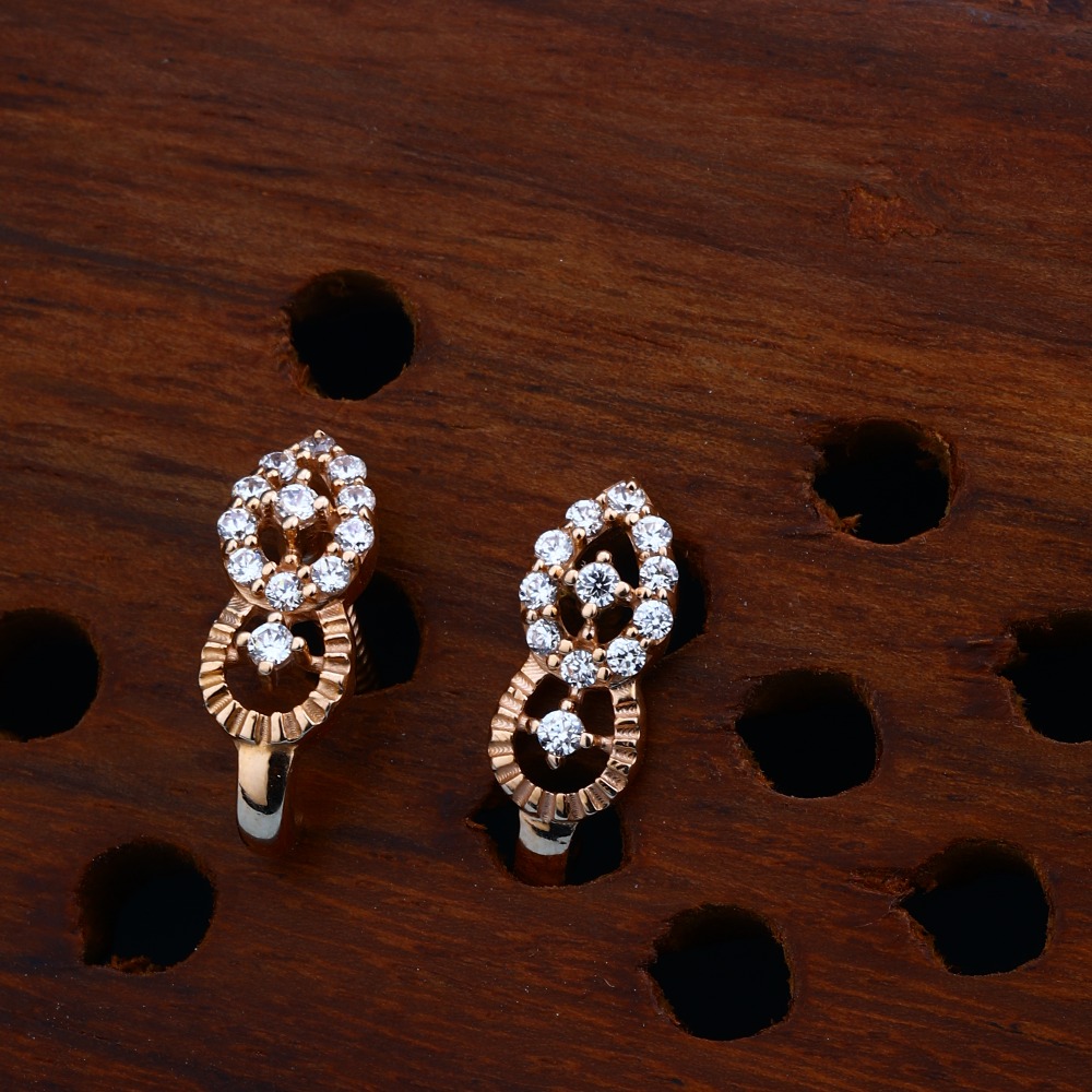 18kt CZ Rose Gold Delicate Earring Design For Women