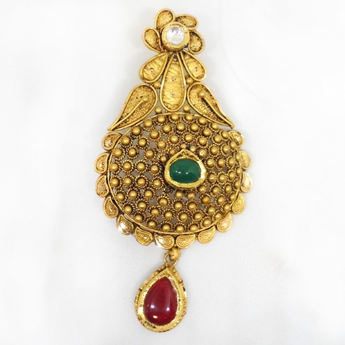 916 Gold Antique Jadtar Pendant Set RHJ-5715 - Image 2
