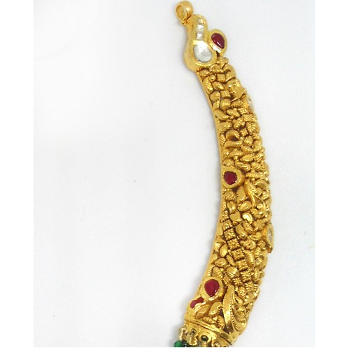 916 Gold Green Beads Antique Necklace RHJ-5524 - Image 3