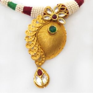22KT Gold Antique Mango Design Necklace Set RHJ-5224
