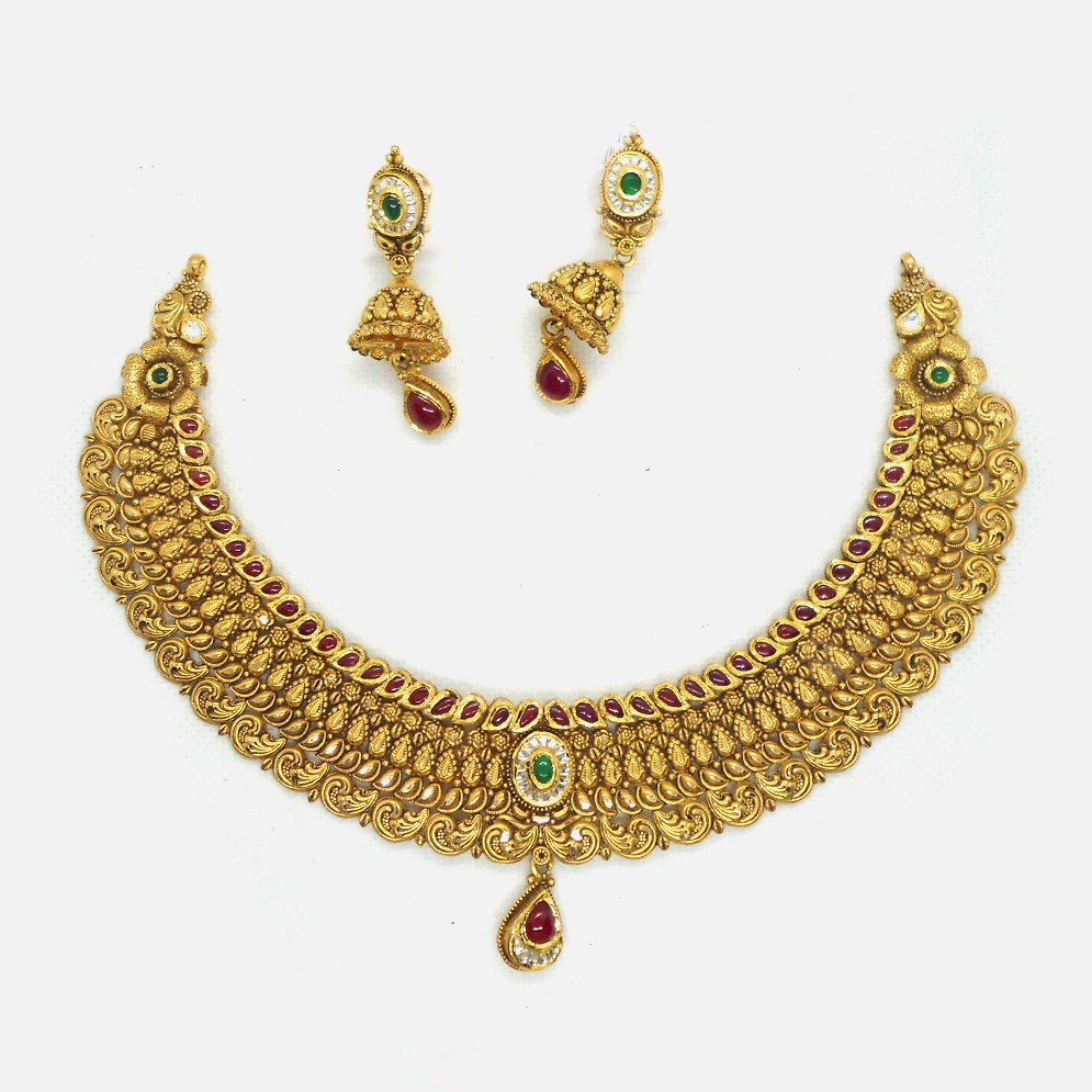 916 Gold Antique Bridal Choker Set RHJ-4772