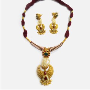 22KT Gold Antique Wedding Necklace Set RHJ-5001