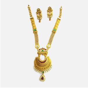 22KT Gold Antique Bridal Long Necklace Set RHJ-4989