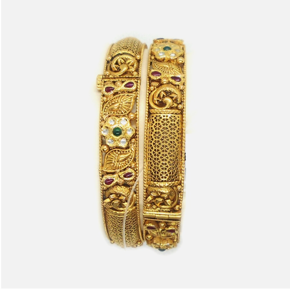 22KT Gold Antique Bridal Bangles RHJ-4910